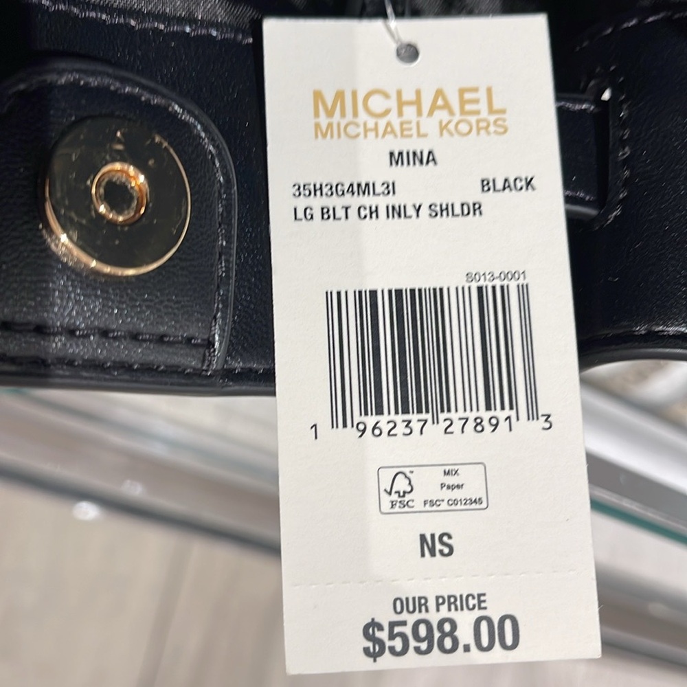 MICHAEL KORS
MINA LARGE BELTED CHAIN SHOULDER BAG BLACK COLOR - Picture 11 of 16